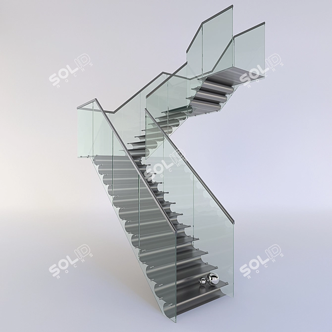 Modern Glass Staircase Design 3D model image 2