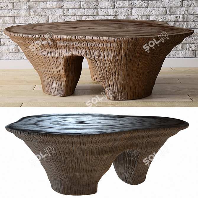 Rustic Tree Trunk Table 3D model image 3