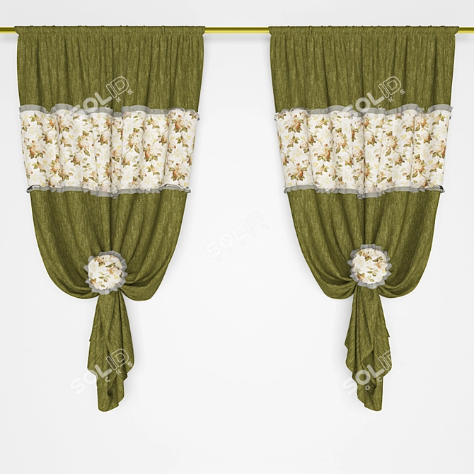 Kitchen Delights: Stylish Curtains 3D model image 1