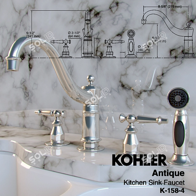 Kohler Antique Faucet and Octave Sink 3D model image 2