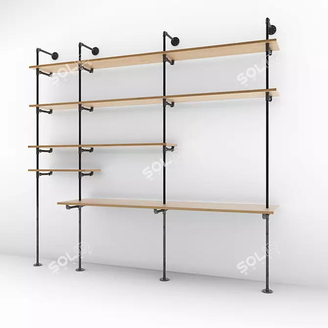 Industrial Pipe Shelving Table 3D model image 1