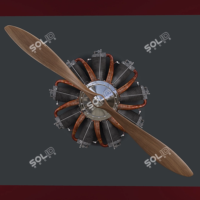 Vintage Aircraft Engine Wall Decor 3D model image 1