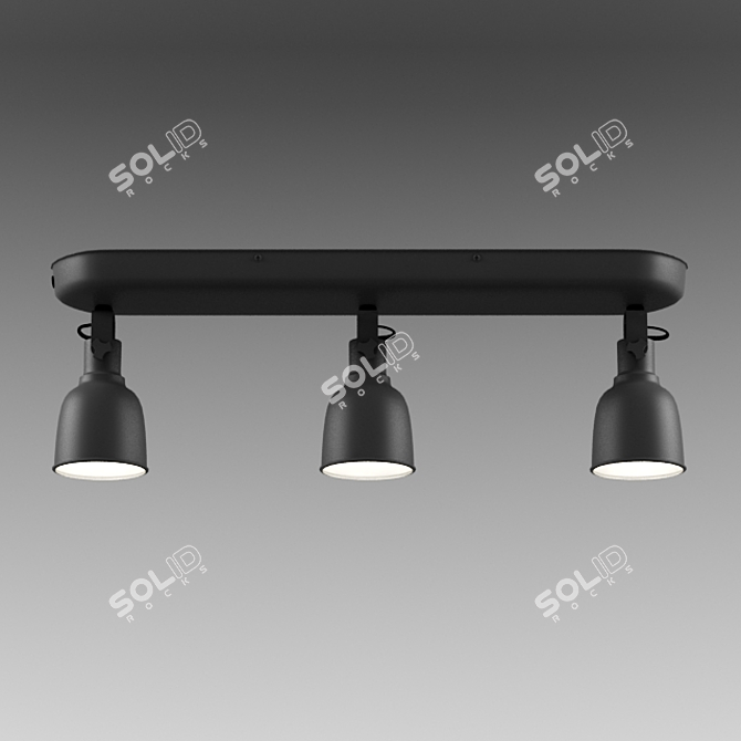 HEKTAR Ceiling Track, 3-Spot Dark Gray: Sleek, Adjustable Lighting Solution 3D model image 2