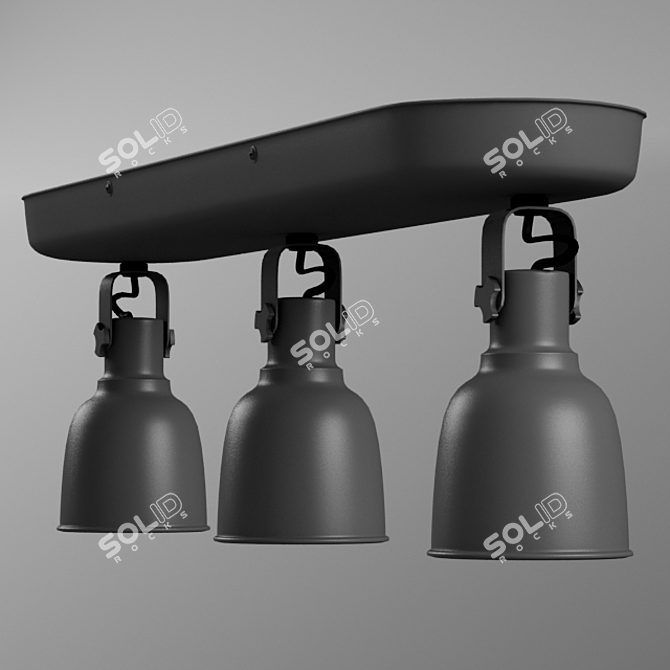 HEKTAR Ceiling Track, 3-Spot Dark Gray: Sleek, Adjustable Lighting Solution 3D model image 3