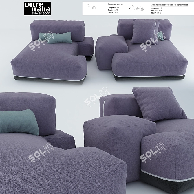 Sanders Sofa: Stylish Design with Attached Armrest | Ditre Italia 3D model image 1