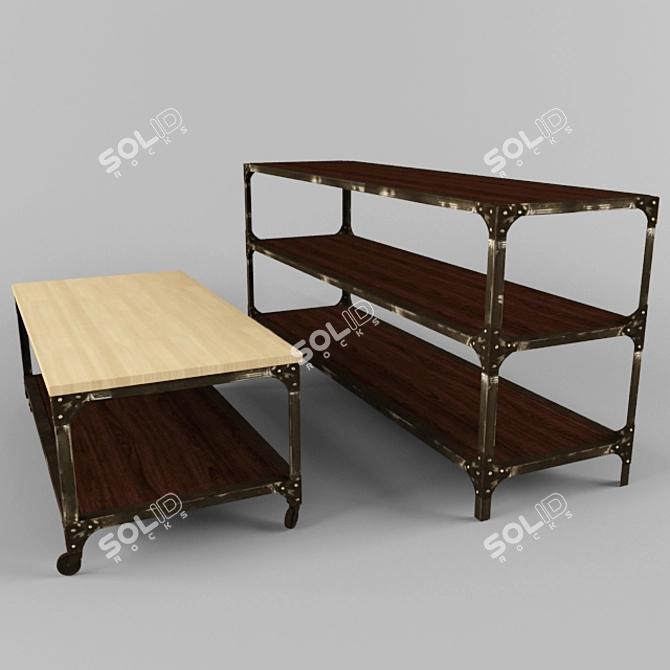 Rustic Pine Glasgow Table 3D model image 1