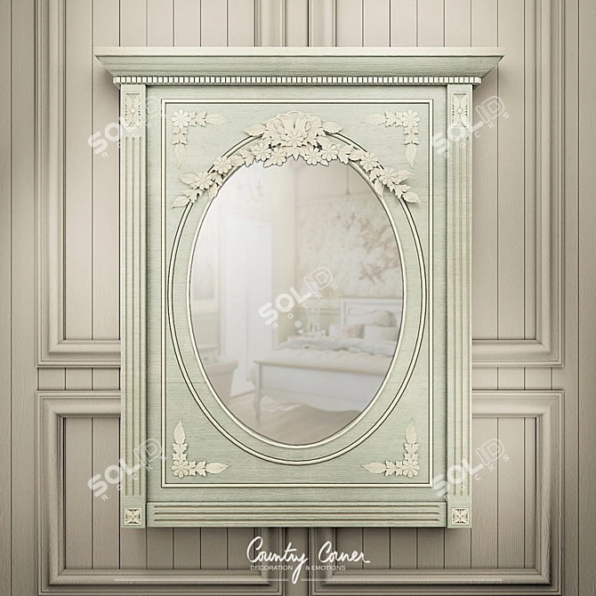 Vintage Gustavian Mirror: Country Corner 3D model image 1