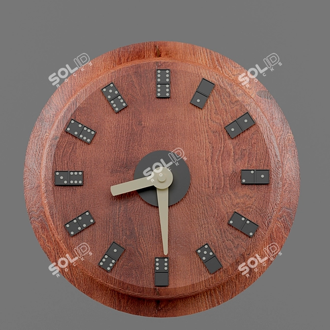 Dominoes Wood Wall Clock 3D model image 1