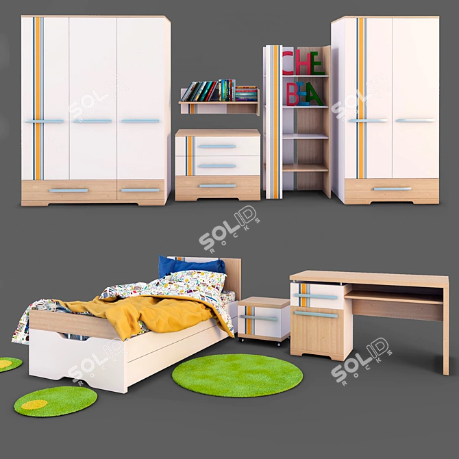 Titouan Children's Furniture Set 3D model image 3