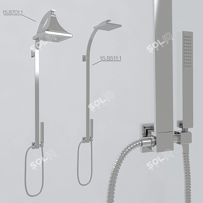 Elegant Shower Bar Deco 3D model image 1