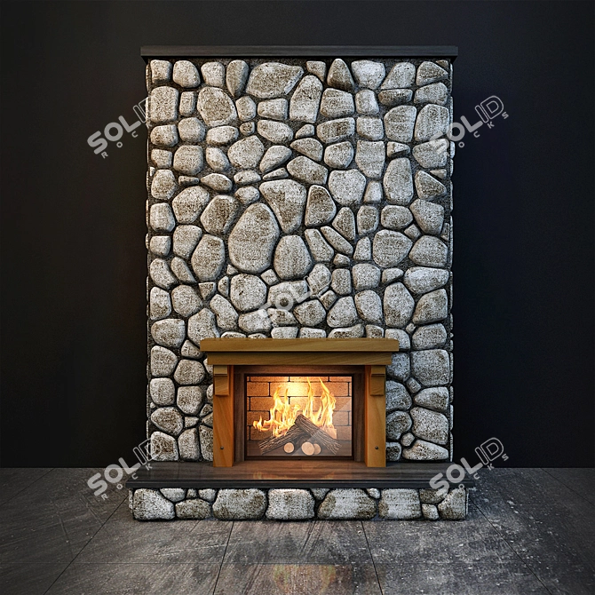 Cozy Hearth : Stone-Faced Fireplace 3D model image 3