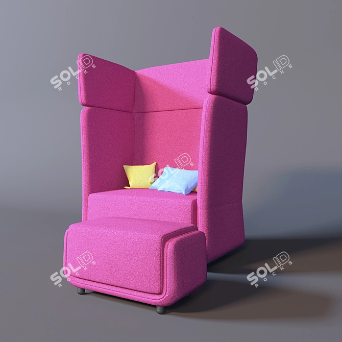 Modular Sofa and Ottoman Set 3D model image 1