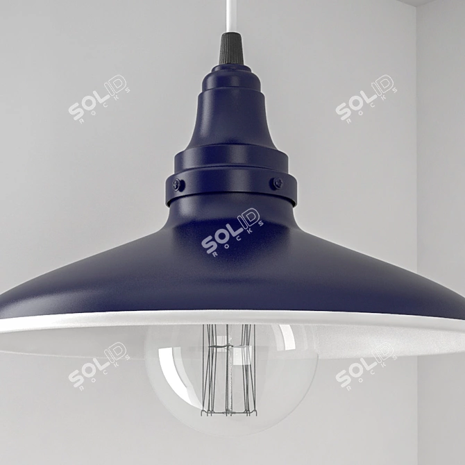 Modern Steel Cone Pendant 3D model image 2