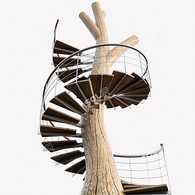 Woodland Spiral Staircase 3D model image 1