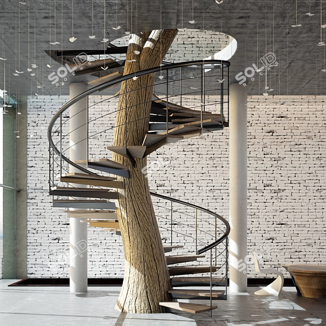 Woodland Spiral Staircase 3D model image 2