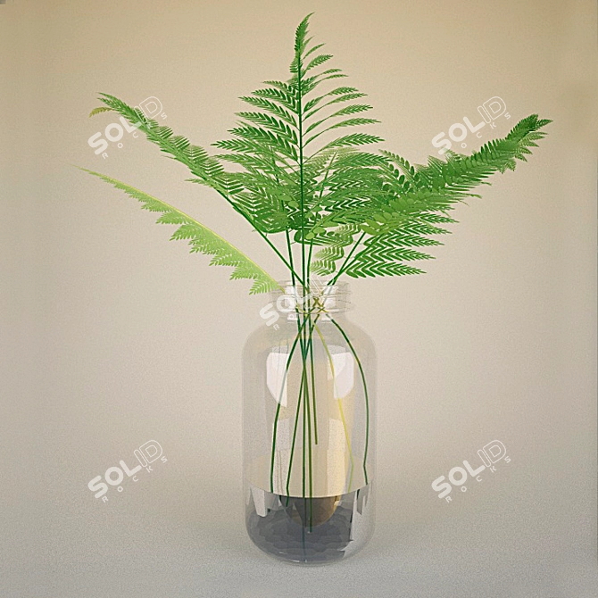 Fern in Elegant Vase 3D model image 1