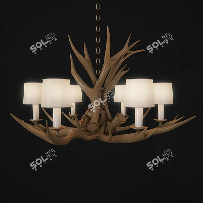 Highlands Chelsom Chandelier - Elegant 6-Light E14 Fixture 3D model image 1
