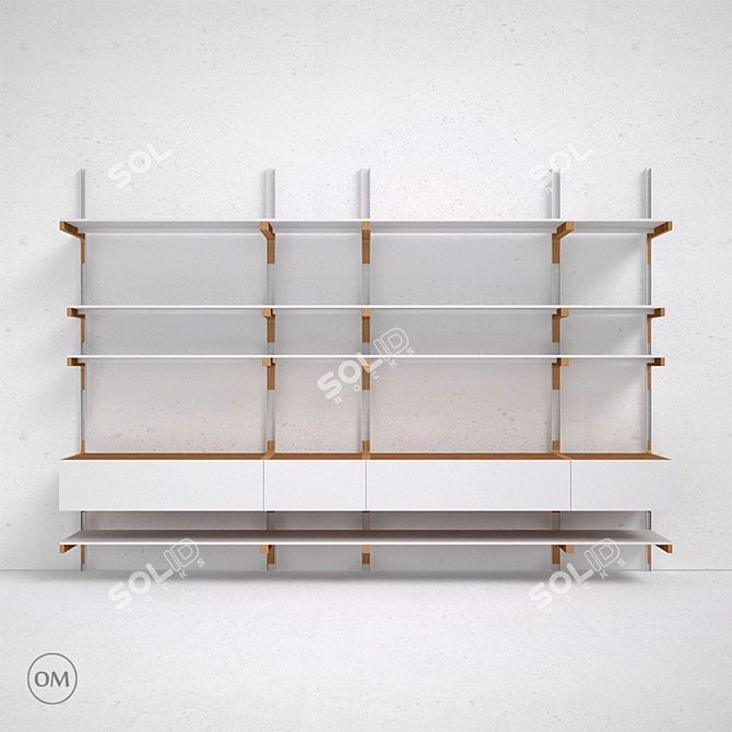 M Set 4 - Wall Uprights, Shelves, and Boxes 3D model image 1