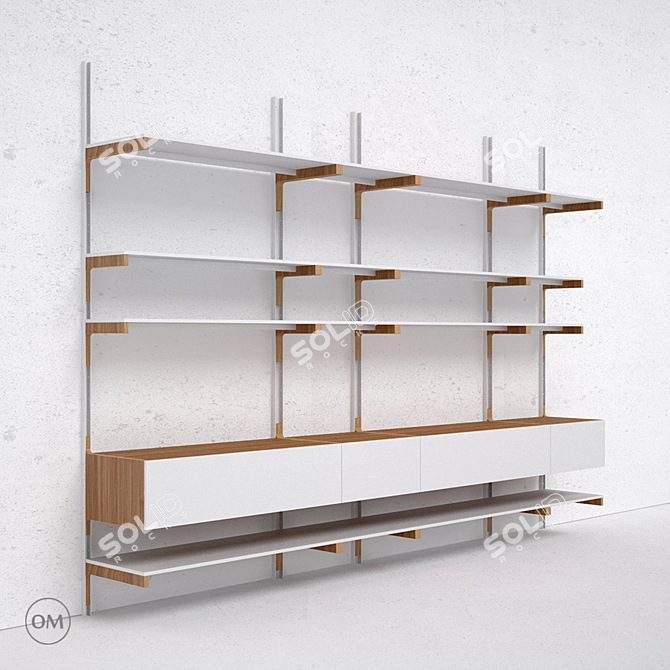 M Set 4 - Wall Uprights, Shelves, and Boxes 3D model image 2