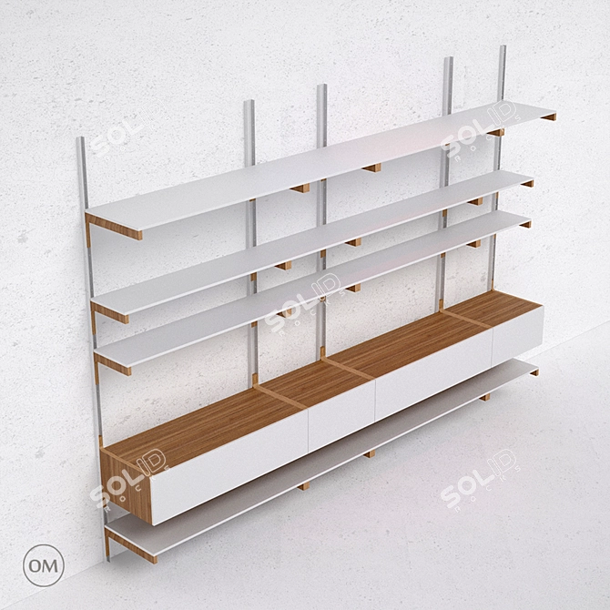 M Set 4 - Wall Uprights, Shelves, and Boxes 3D model image 3