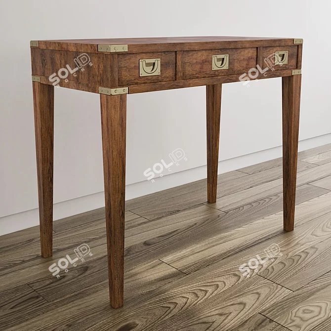 Elegant Eichholtz Military Oak Writing Table 3D model image 1