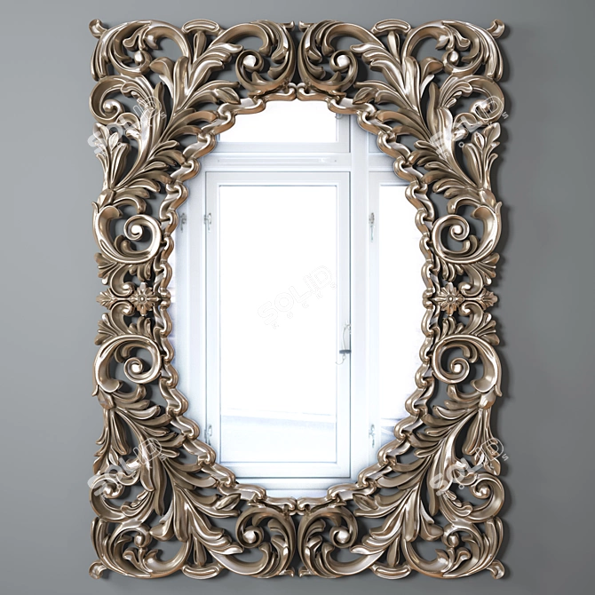 Elegant Carved Mirror by Schuller 3D model image 1