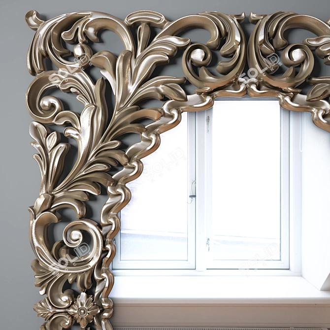 Elegant Carved Mirror by Schuller 3D model image 2