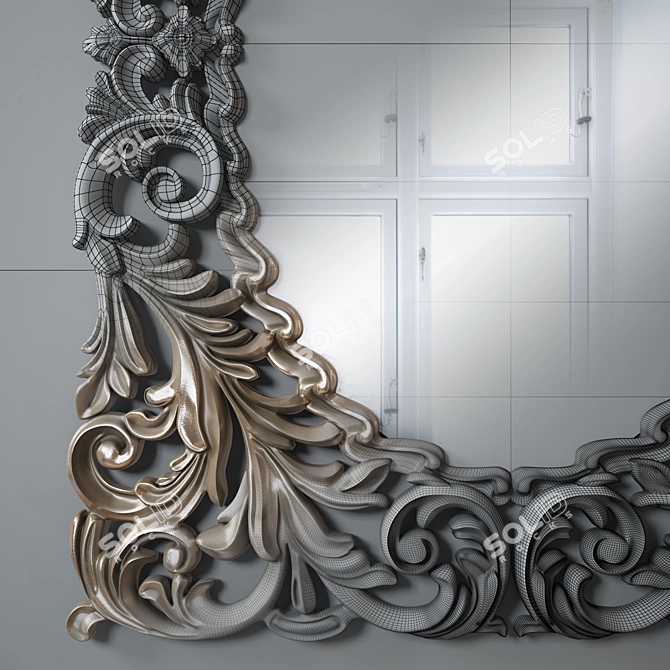 Elegant Carved Mirror by Schuller 3D model image 3