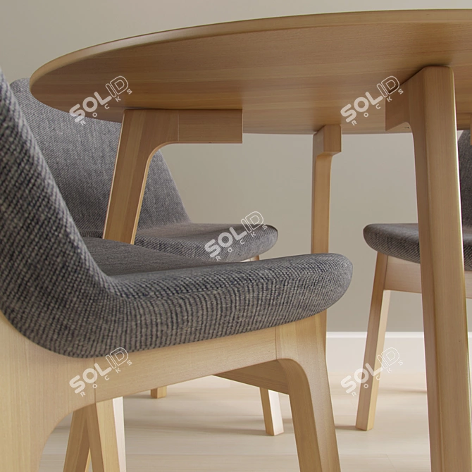 Sleek Dining Set: Modern Table + Eiffel Wood Chair 3D model image 2