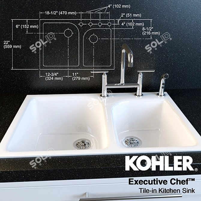 Kohler Purist Executive Chef: Stylish Faucet & Sink 3D model image 1