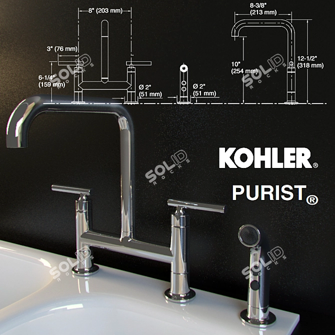 Kohler Purist Executive Chef: Stylish Faucet & Sink 3D model image 2