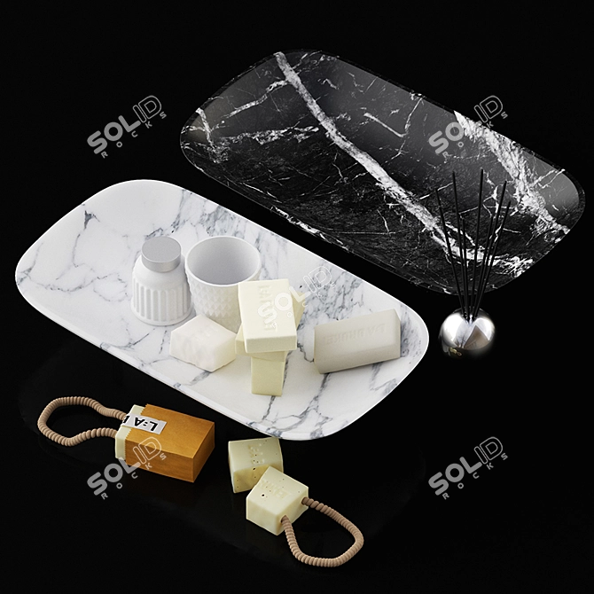 Marble Bathroom Set 3D model image 1