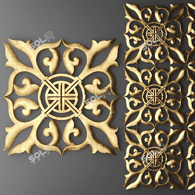 Elegant Carved Rosette Pattern 3D model image 1