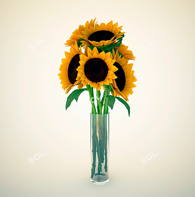 Radiant Sunflower Bouquet 3D model image 1