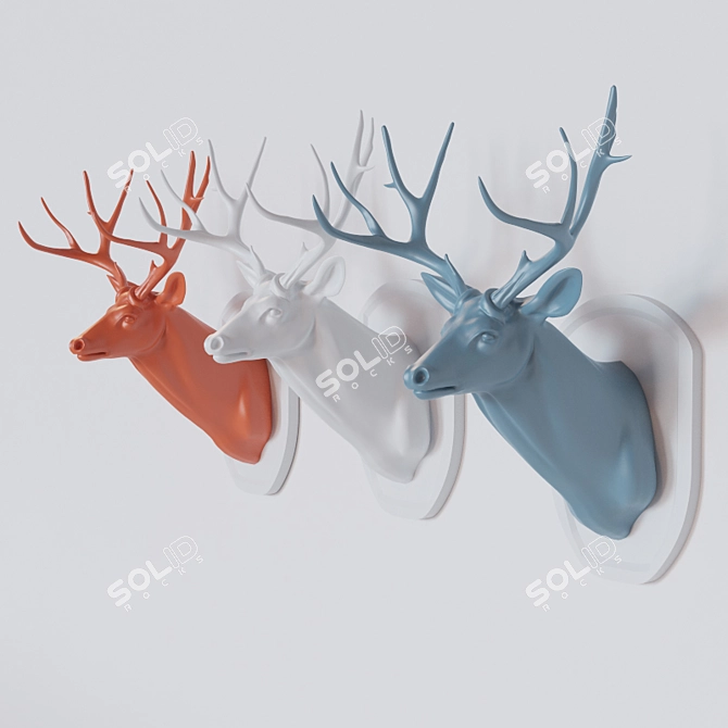 Elegant Deer Head Sculpture 3D model image 1