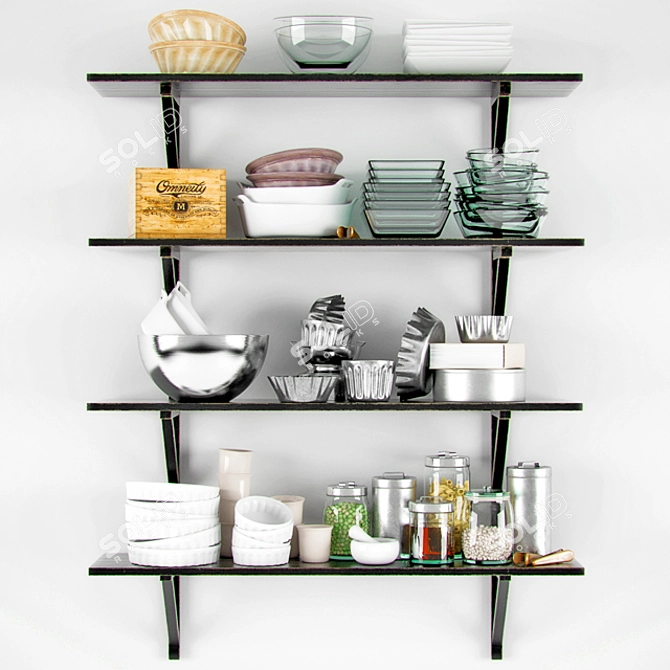 Kitchenware Shelf: Organize and Display Your Kitchen Essentials 3D model image 1