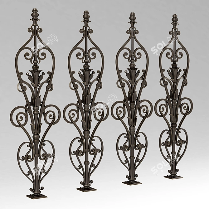 Elegant Forged Baluster 3D model image 1