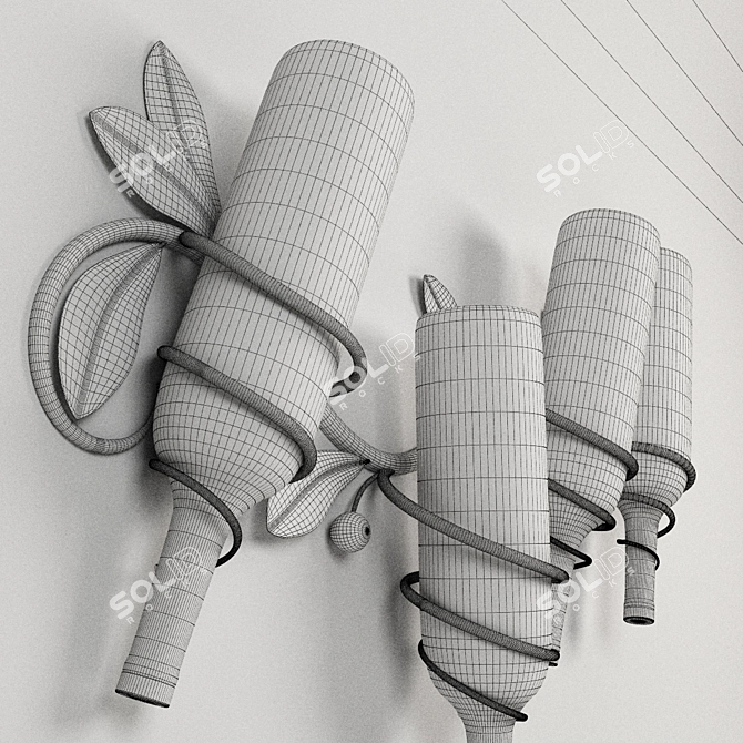 Elegant Iron Wine Rack 3D model image 3