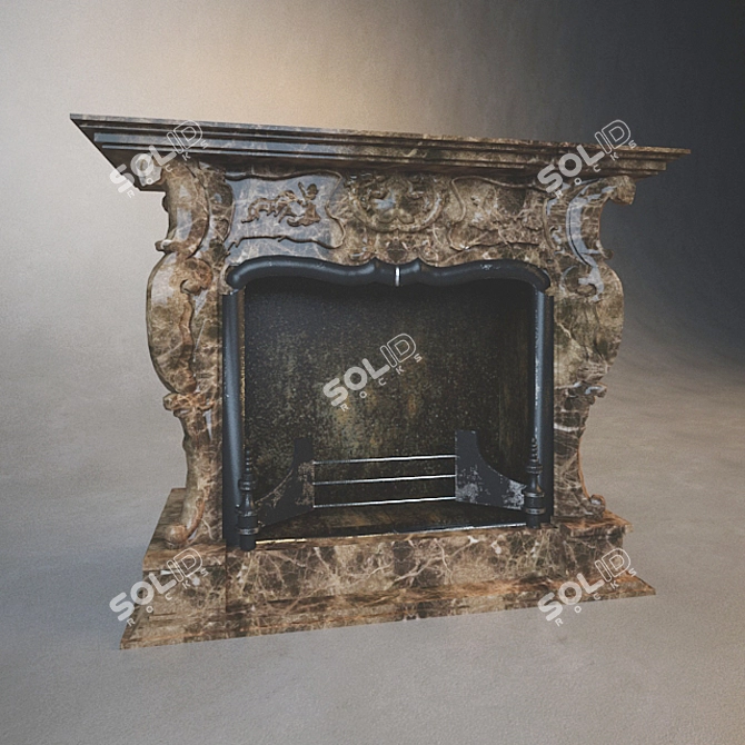 Elegant Marble Fireplace 3D model image 1