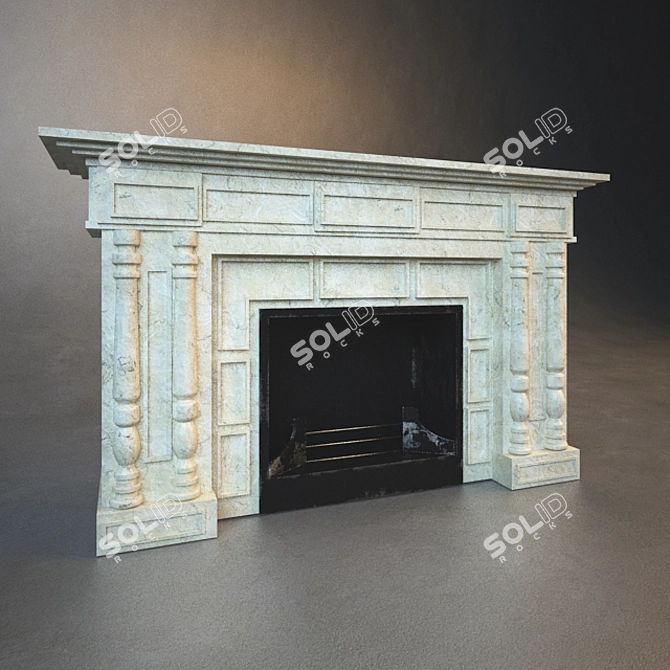 Elegant Marble Fireplace 3D model image 1