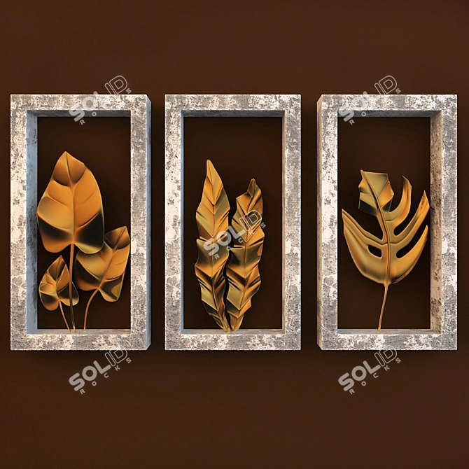 Leaf Silhouette Wall Art 3D model image 3