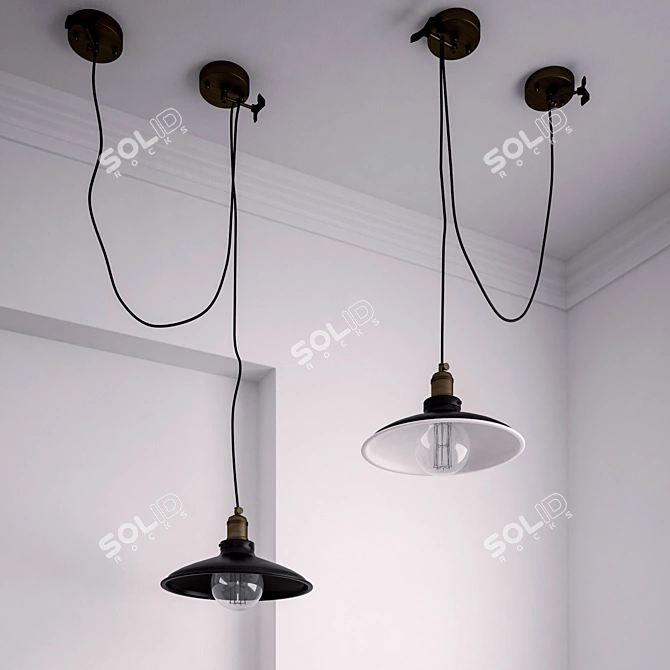 Elegant Brass Pendant Lamp 3D model image 1