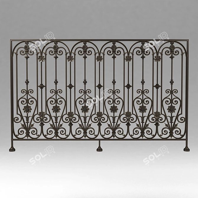 Elegant Iron Railing: Handcrafted Beauty 3D model image 1