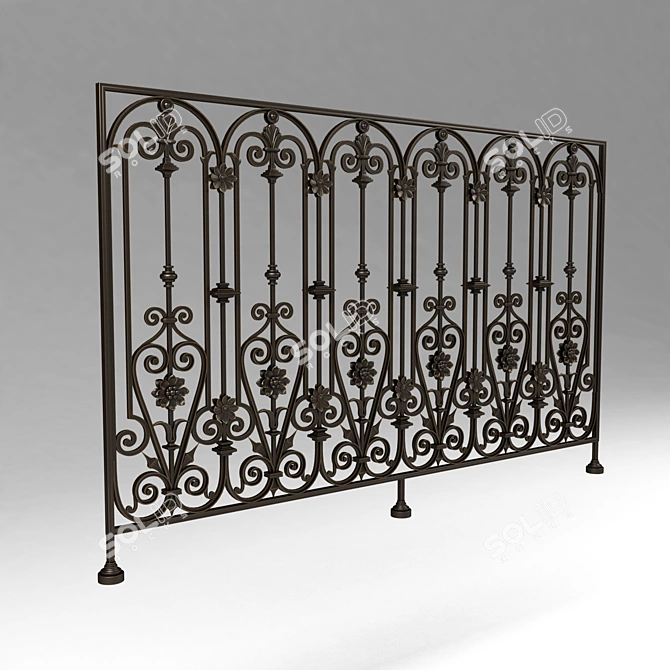 Elegant Iron Railing: Handcrafted Beauty 3D model image 2