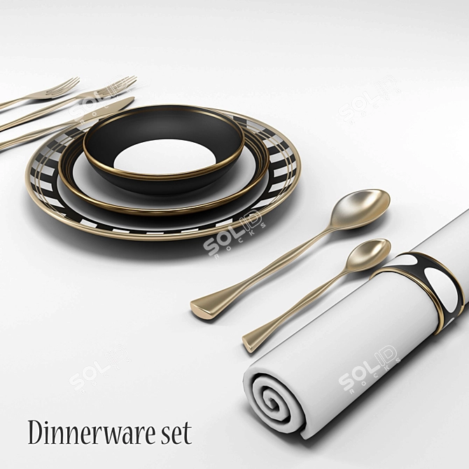 Exquisite Dining: Design Dinnerware Set 3D model image 1