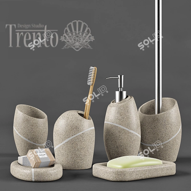 Elegant Sea Stone Bathroom Accessories 3D model image 1