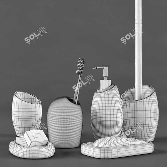Elegant Sea Stone Bathroom Accessories 3D model image 2