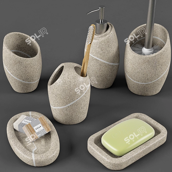 Elegant Sea Stone Bathroom Accessories 3D model image 3