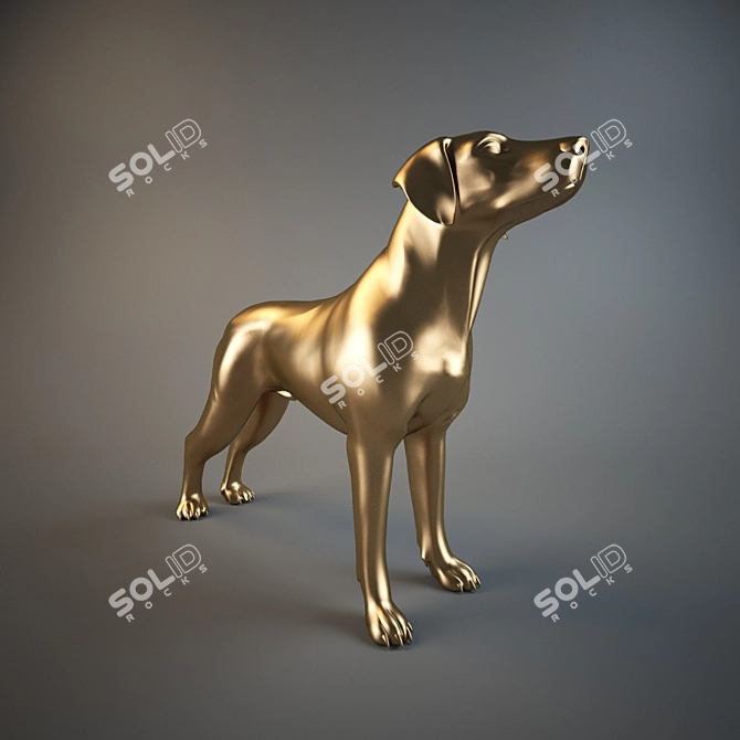 Shimmering Pup: Gold Dog 3D model image 1