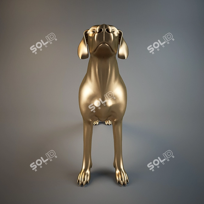 Shimmering Pup: Gold Dog 3D model image 2